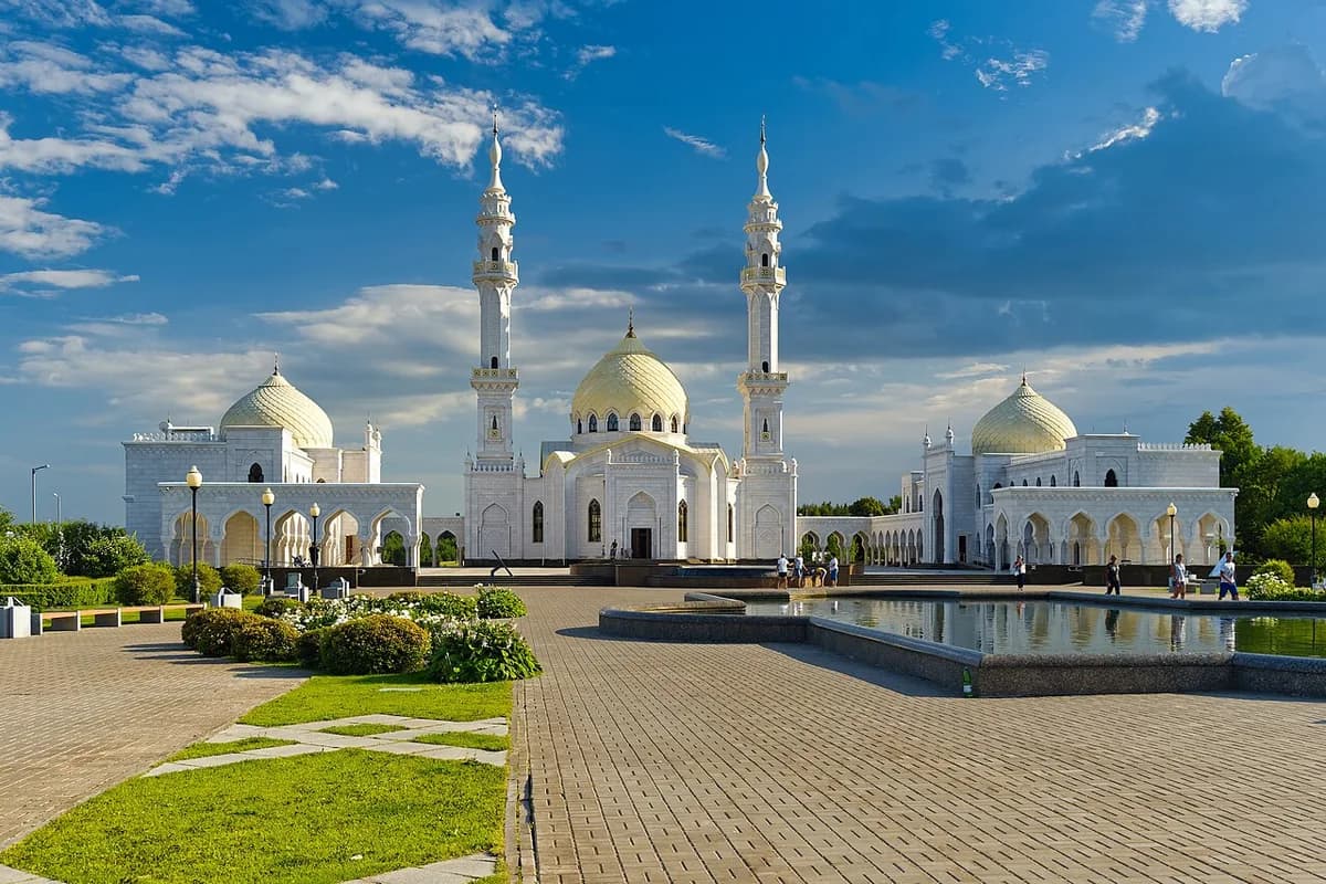 The White Mosque and its two minarets in Bolgar